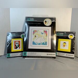 Artiste Cross Stitch Kit Set with Swan and Animals lot of 3